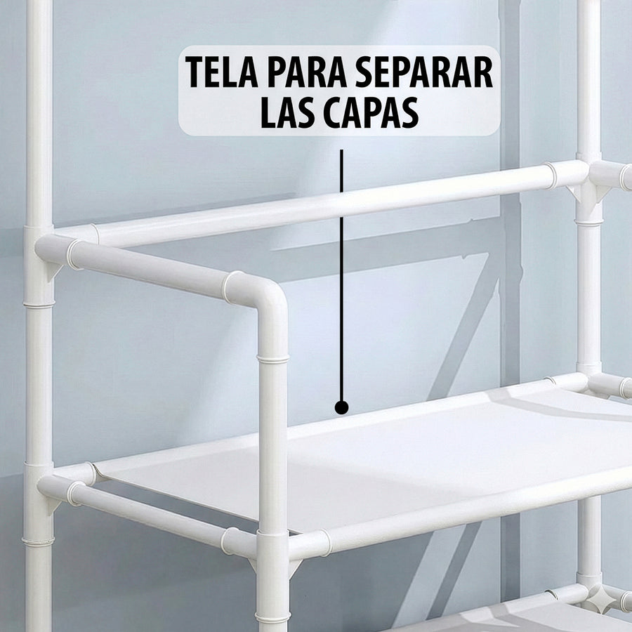 Perchero Metálico con Ruedas · Organizador de Closet color Blanco