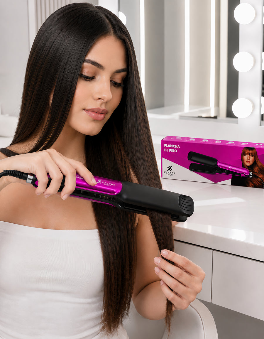 Plancha para Cabello Placas Lisas color Rosa