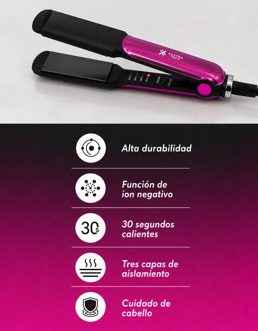 Plancha para Cabello Placas Lisas color Rosa
