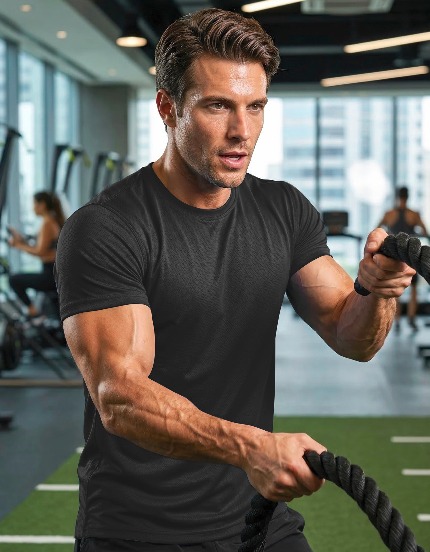Playera Hombre Cuello Redondo Algodón color Negro