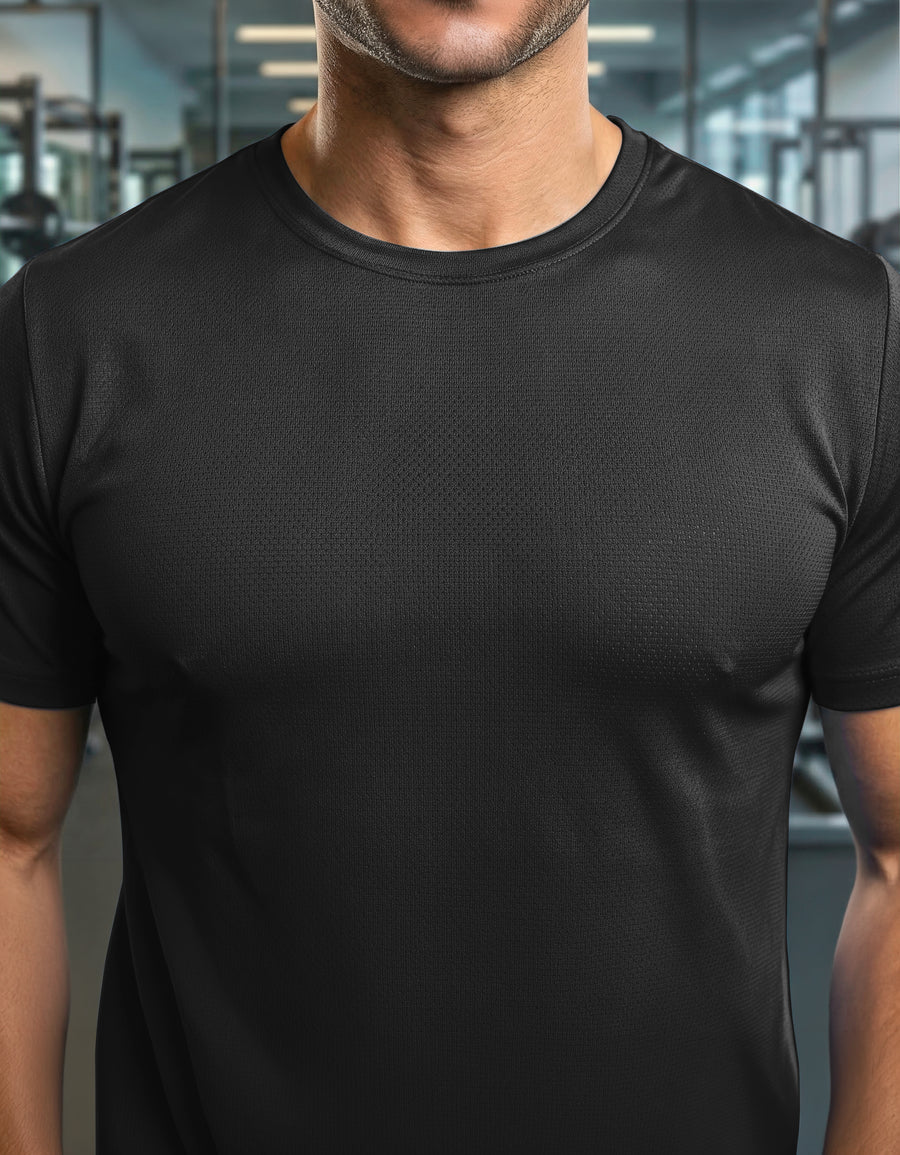 Playera Hombre Cuello Redondo Algodón color Negro