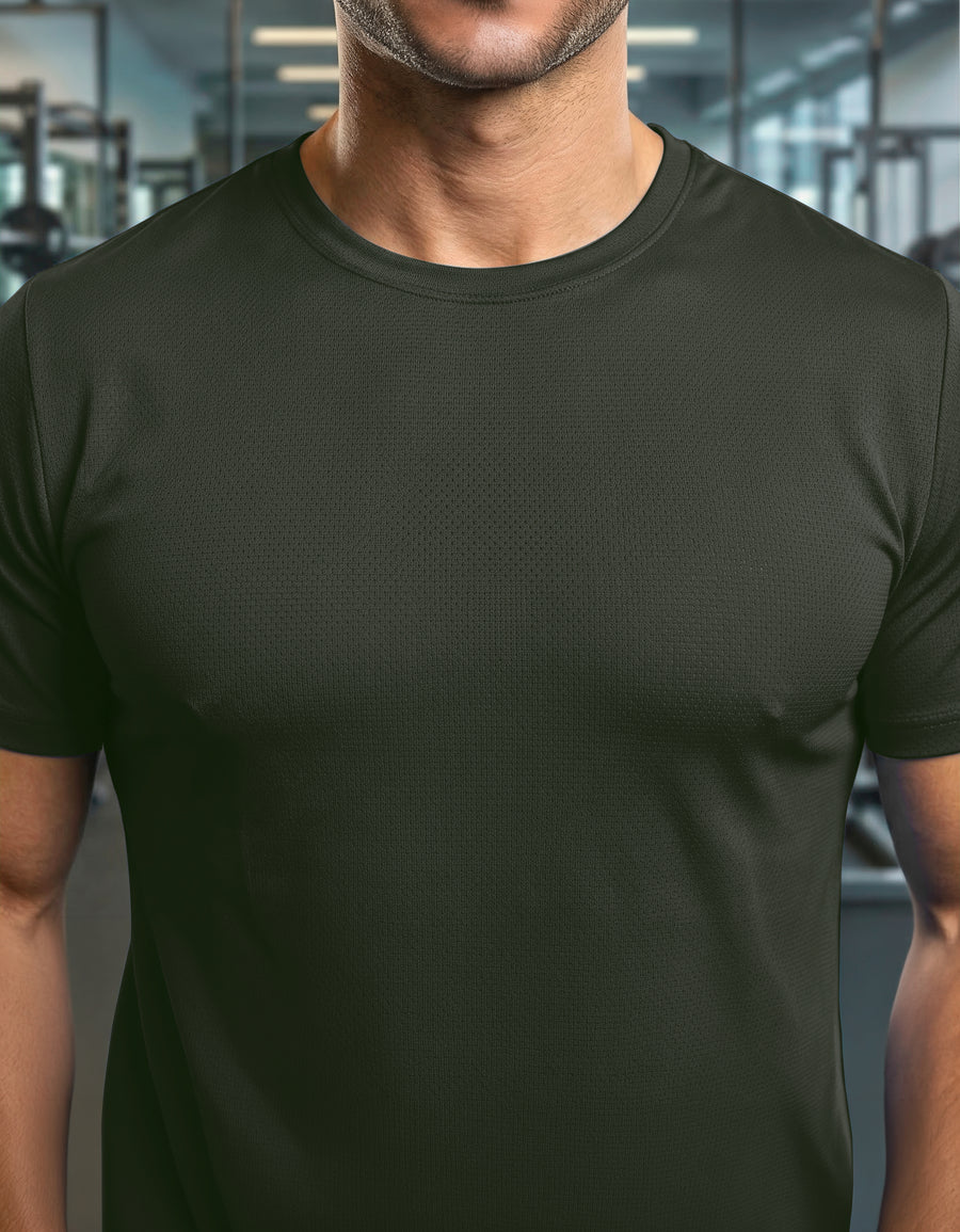 Playera Hombre Cuello Redondo Algodón color Verde Militar