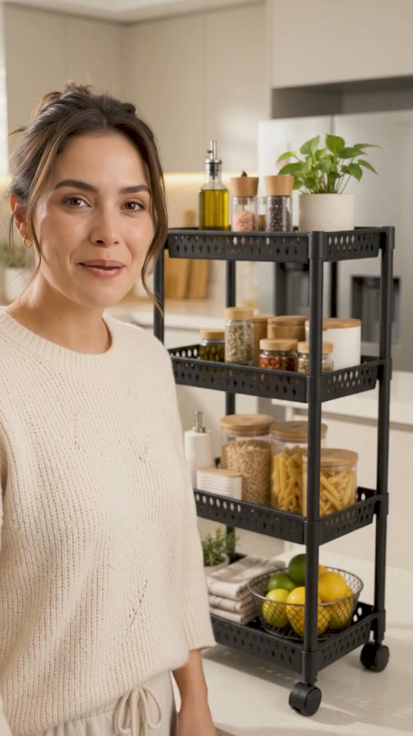 Carrito Organizador de 4 Niveles con Ruedas para Cocina · video