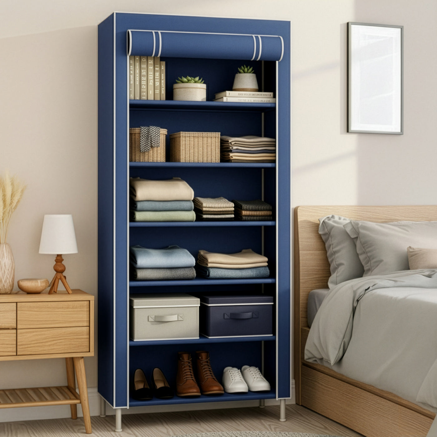 Rack Organizador Metálico para Hogar color Azul Marino