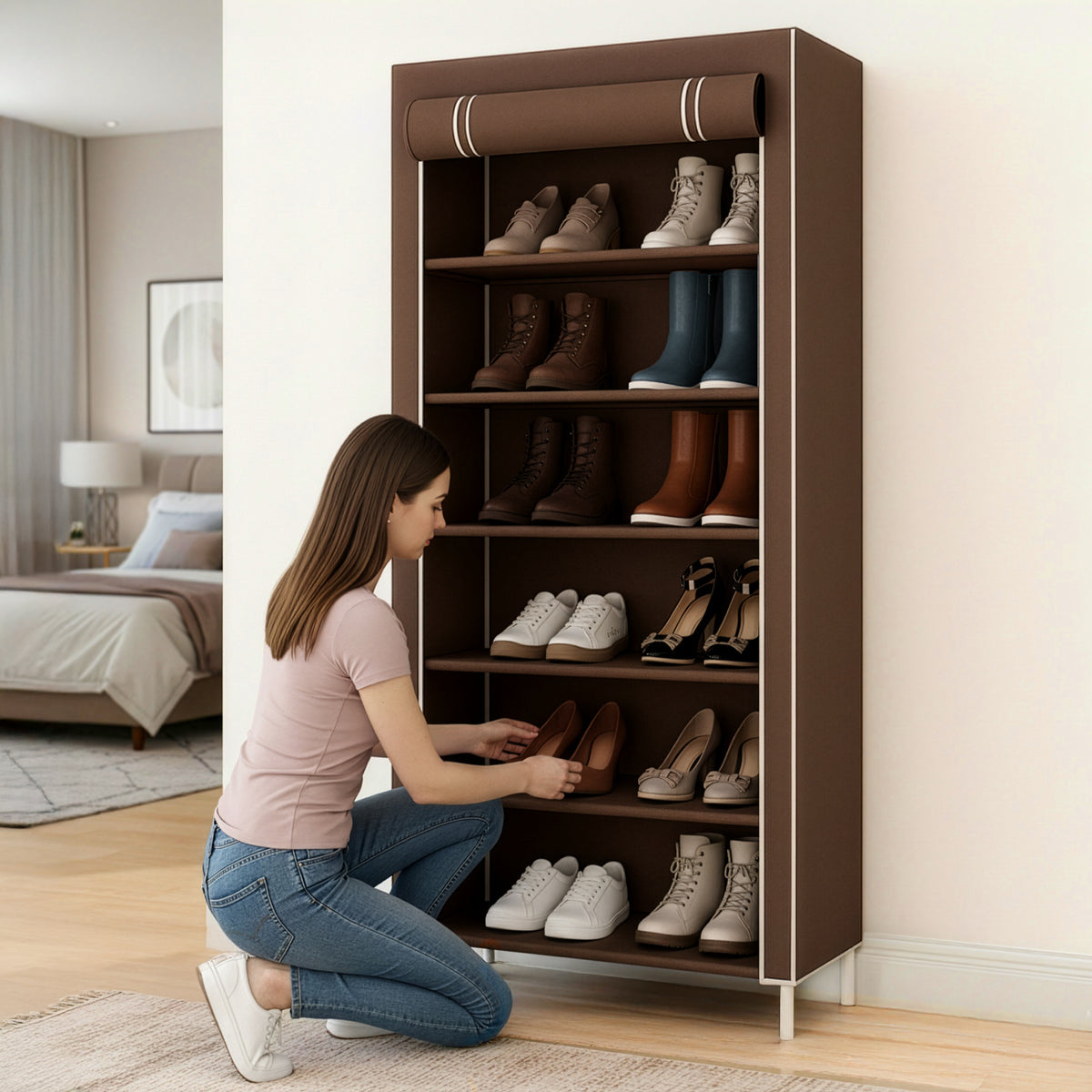 Rack Organizador Metálico para Hogar color Café