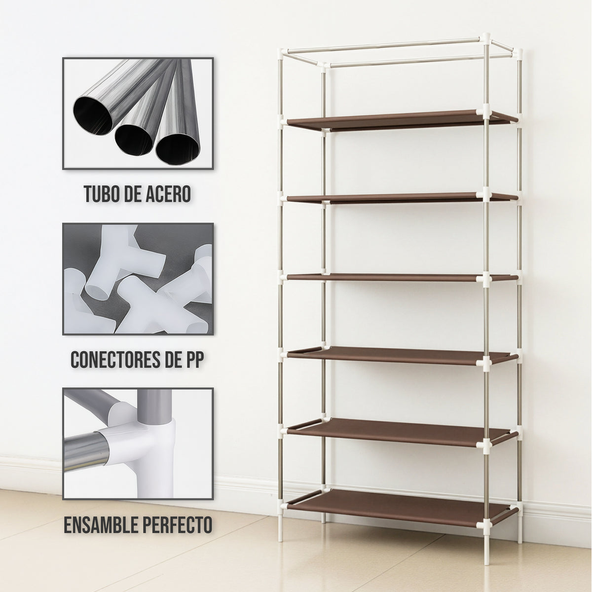 Rack Organizador Metálico para Hogar color Café
