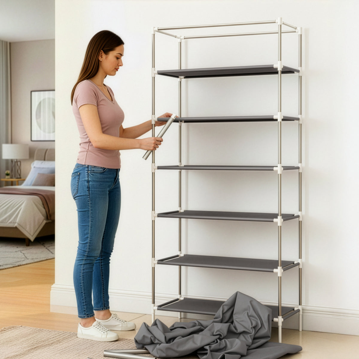 Rack Organizador Metálico para Hogar color Gris