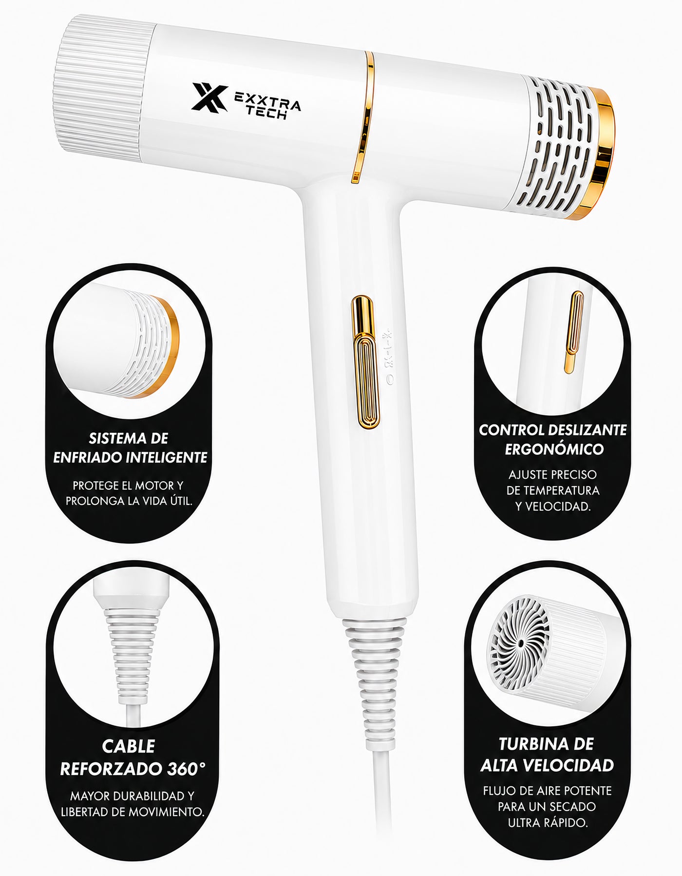 Secadora de Cabello 2000 W con Difusor color Blanco