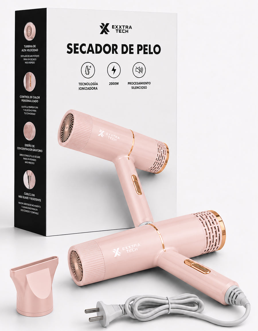Secadora de Cabello 2000 W con Difusor color Rosa