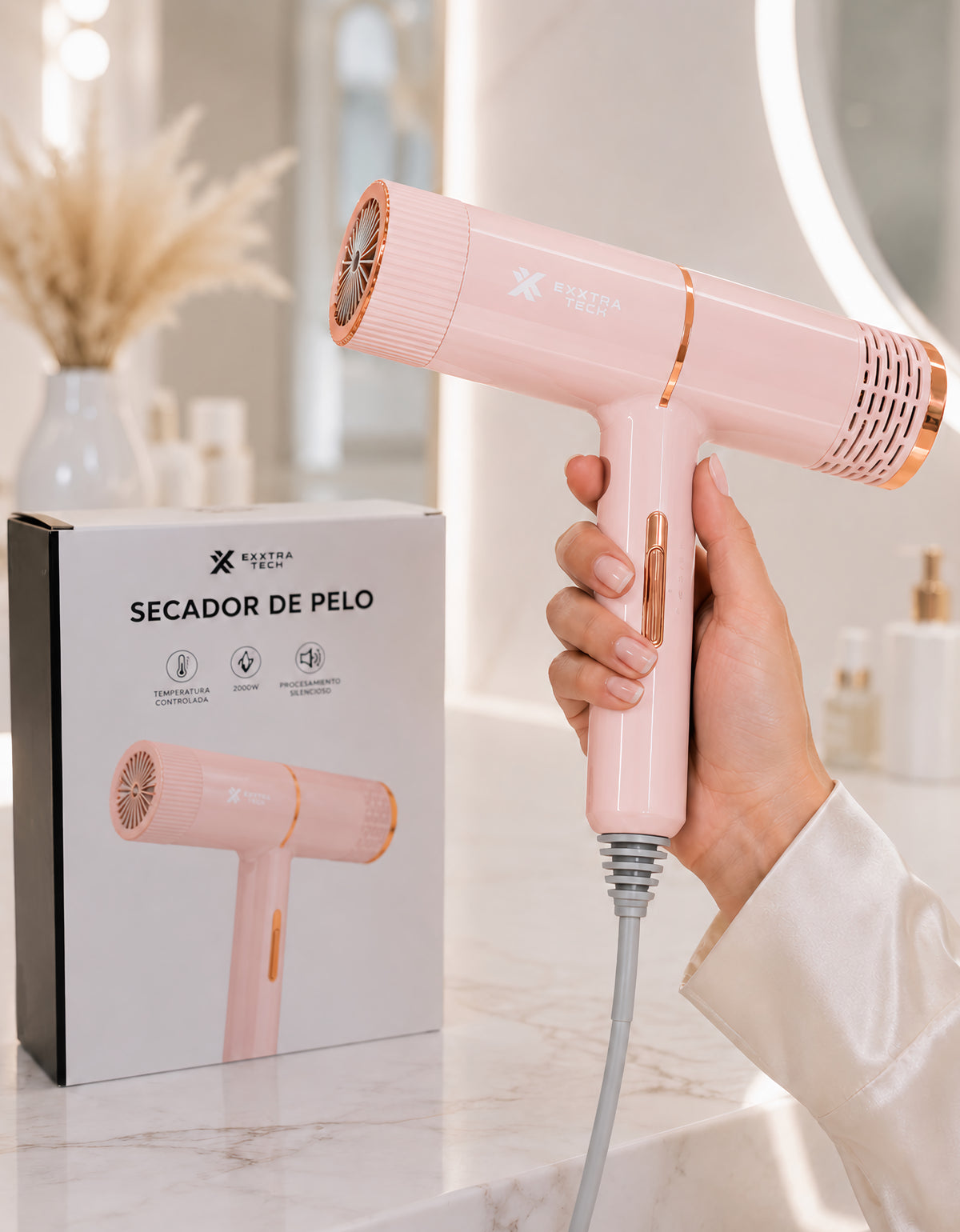 Secadora de Cabello 2000 W con Difusor color Rosa