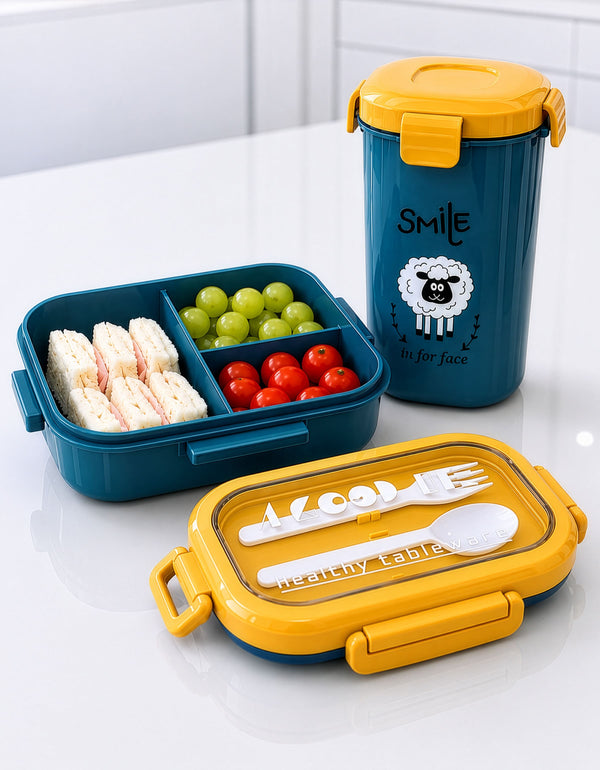 Set Contenedor de Comida y Vaso · Lonchera Escolar color Azul