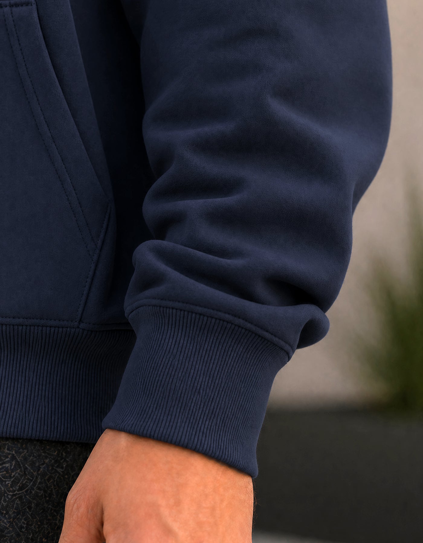 Sudadera Hombre Hoodie con Capucha Fleece · Bolsillo Canguro color Azul Marino