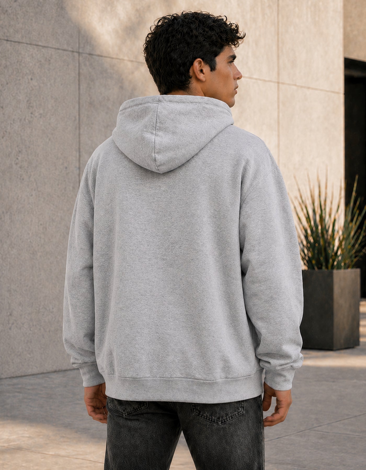 Sudadera Hombre Hoodie con Capucha Fleece · Bolsillo Canguro color Gris Jaspe