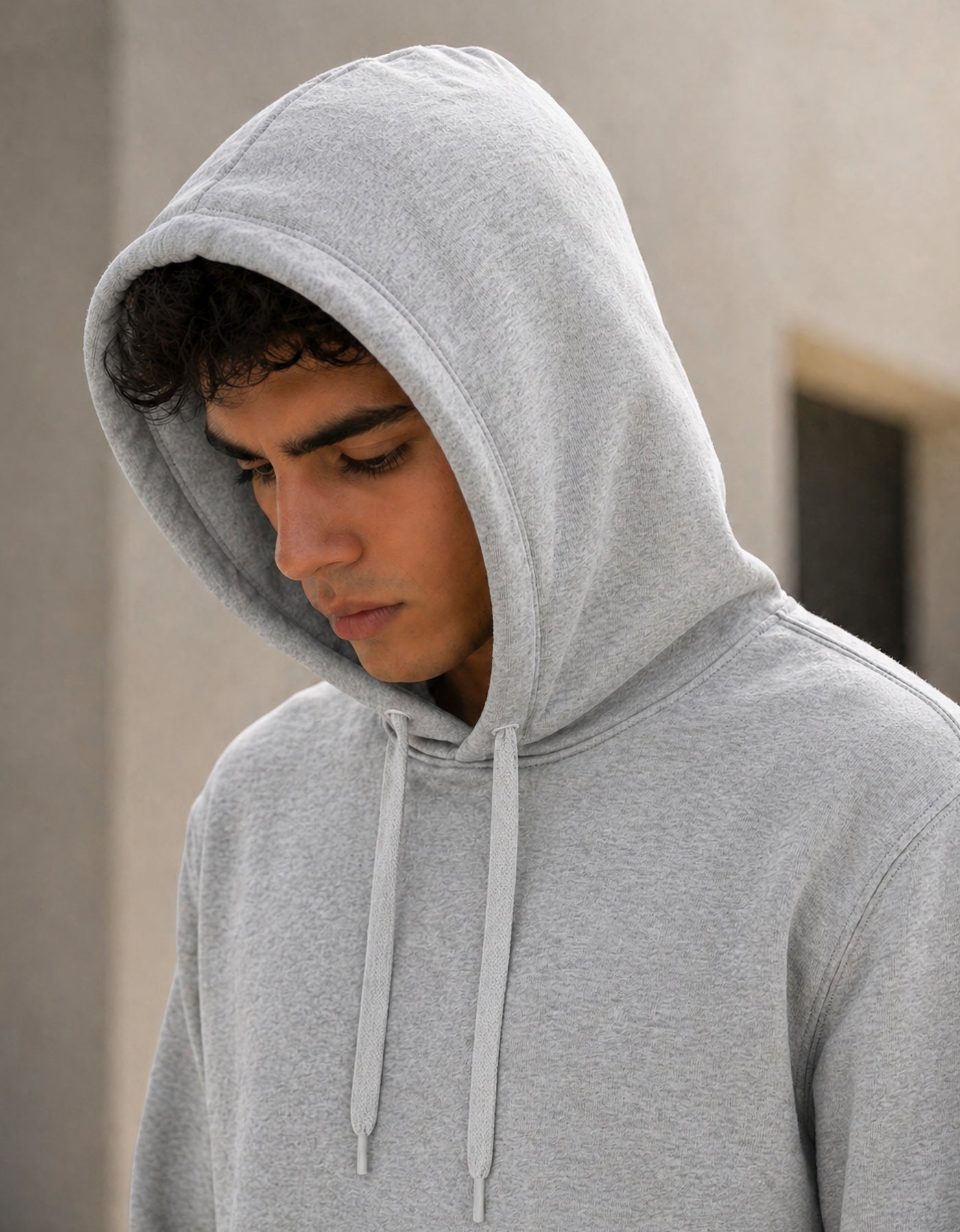 Sudadera Hombre Hoodie con Capucha Fleece · Bolsillo Canguro color Gris Jaspe