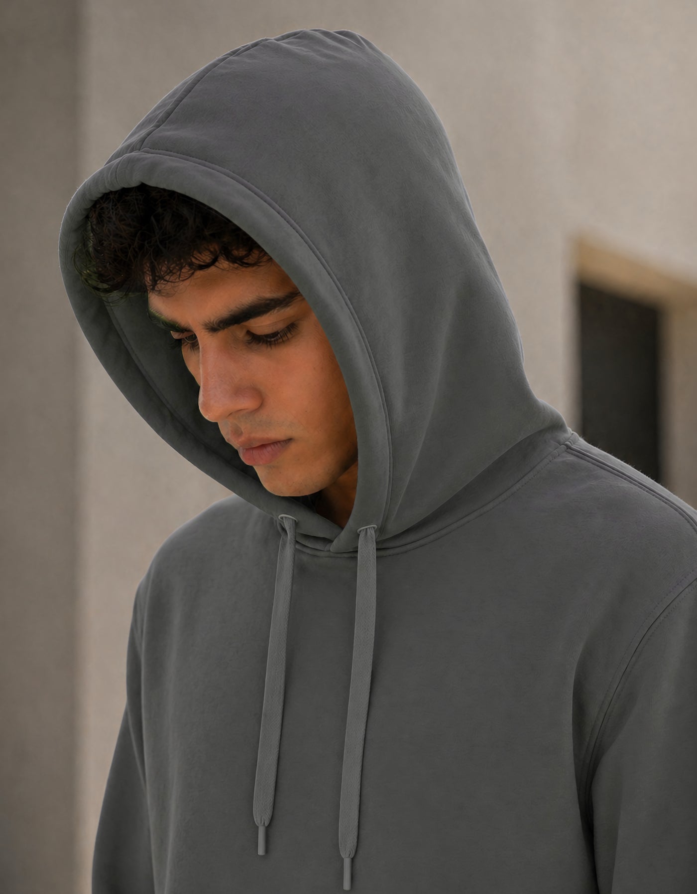 Sudadera Hombre Hoodie con Capucha Fleece · Bolsillo Canguro color Gris Oxford