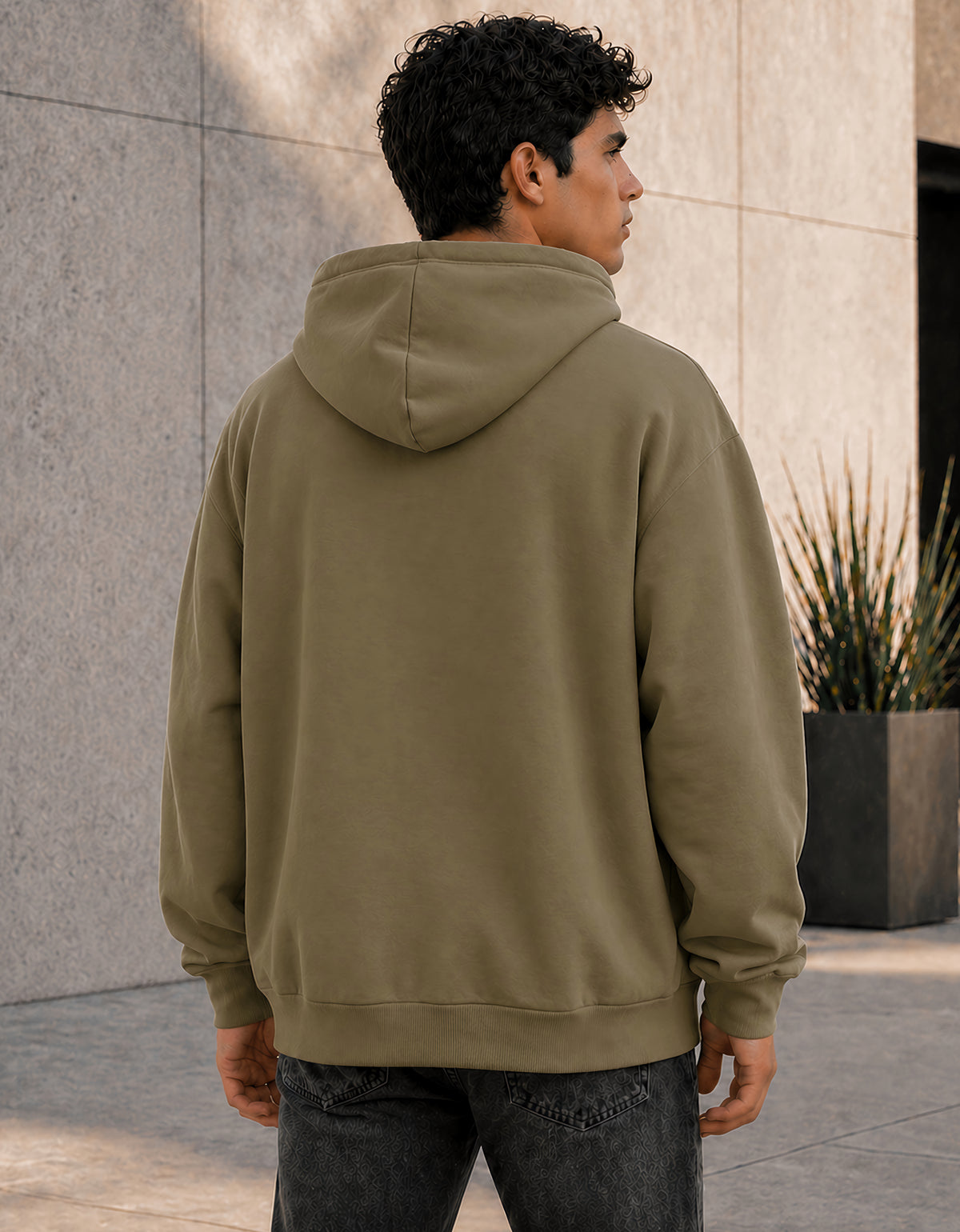 Sudadera Hombre Hoodie con Capucha Fleece · Bolsillo Canguro color Taupe