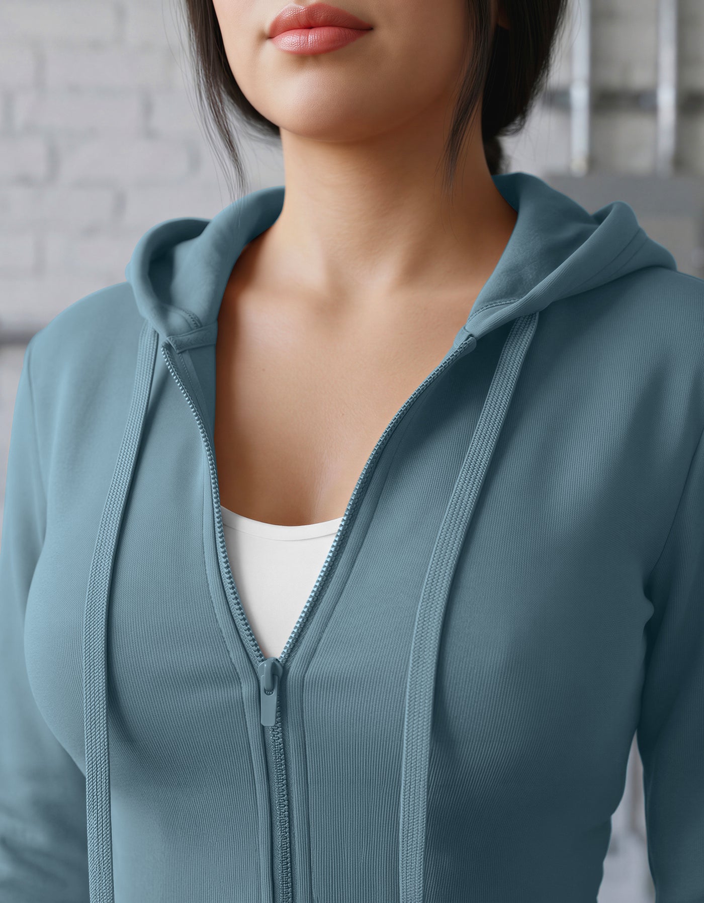 Sudadera Mujer Cuello Redondo Fleece color Acero