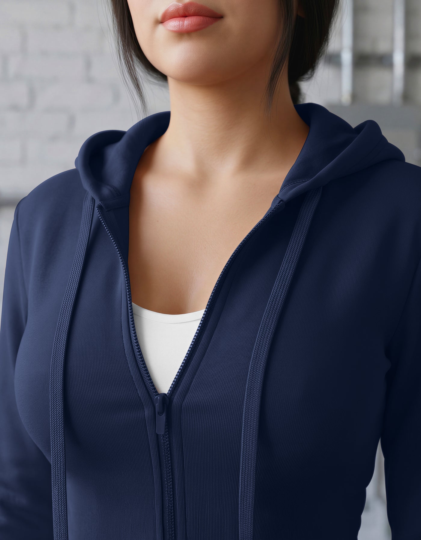 Sudadera Mujer Cuello Redondo Fleece color Azul Marino