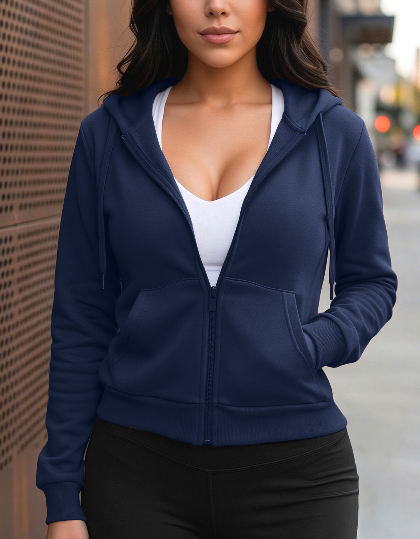 Sudadera Mujer Cuello Redondo Fleece color Azul Marino