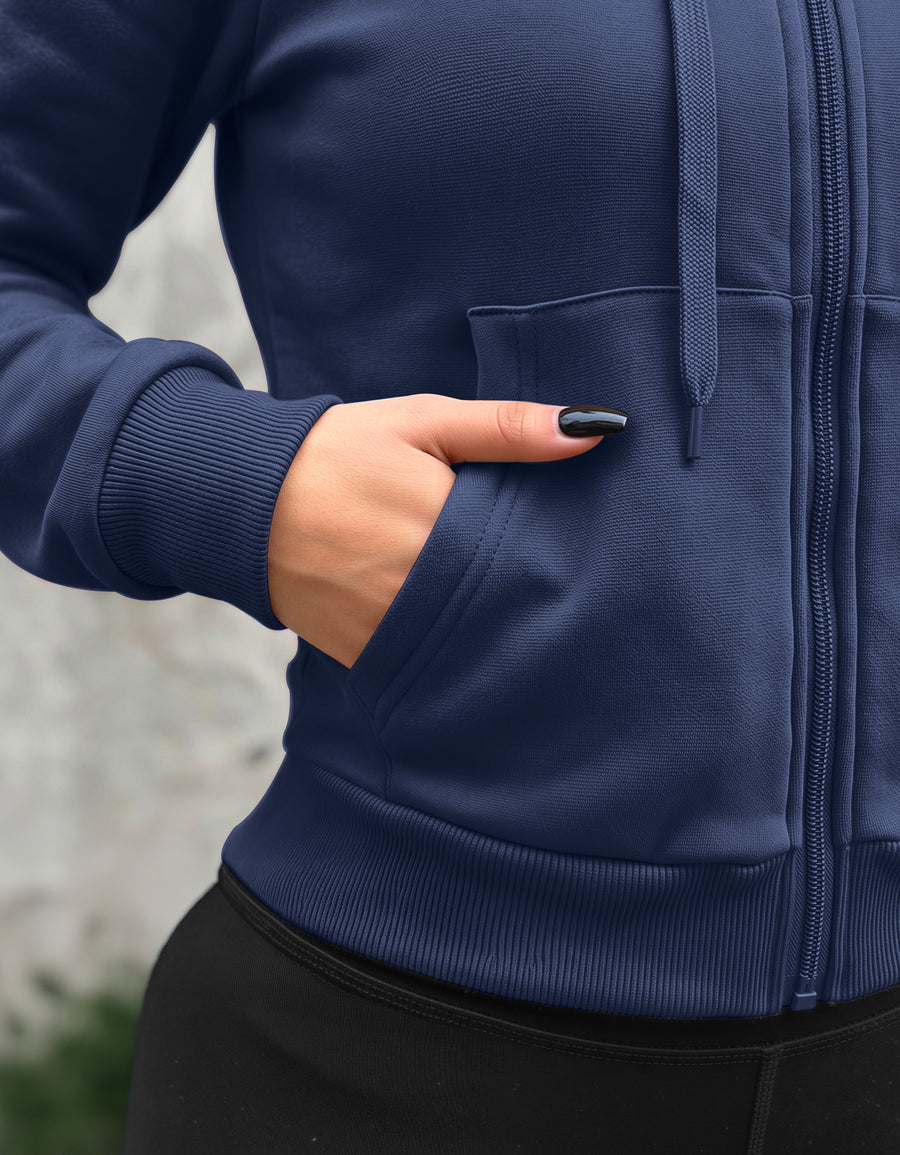 Sudadera Mujer Cuello Redondo Fleece color Azul Marino