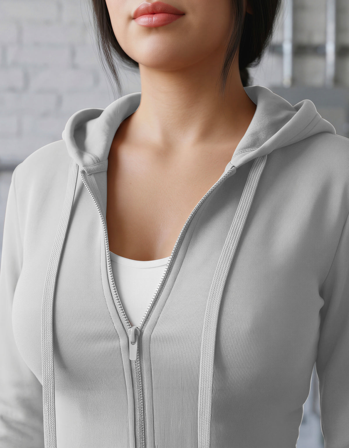 Sudadera Mujer Cuello Redondo Fleece color Gris Jaspe