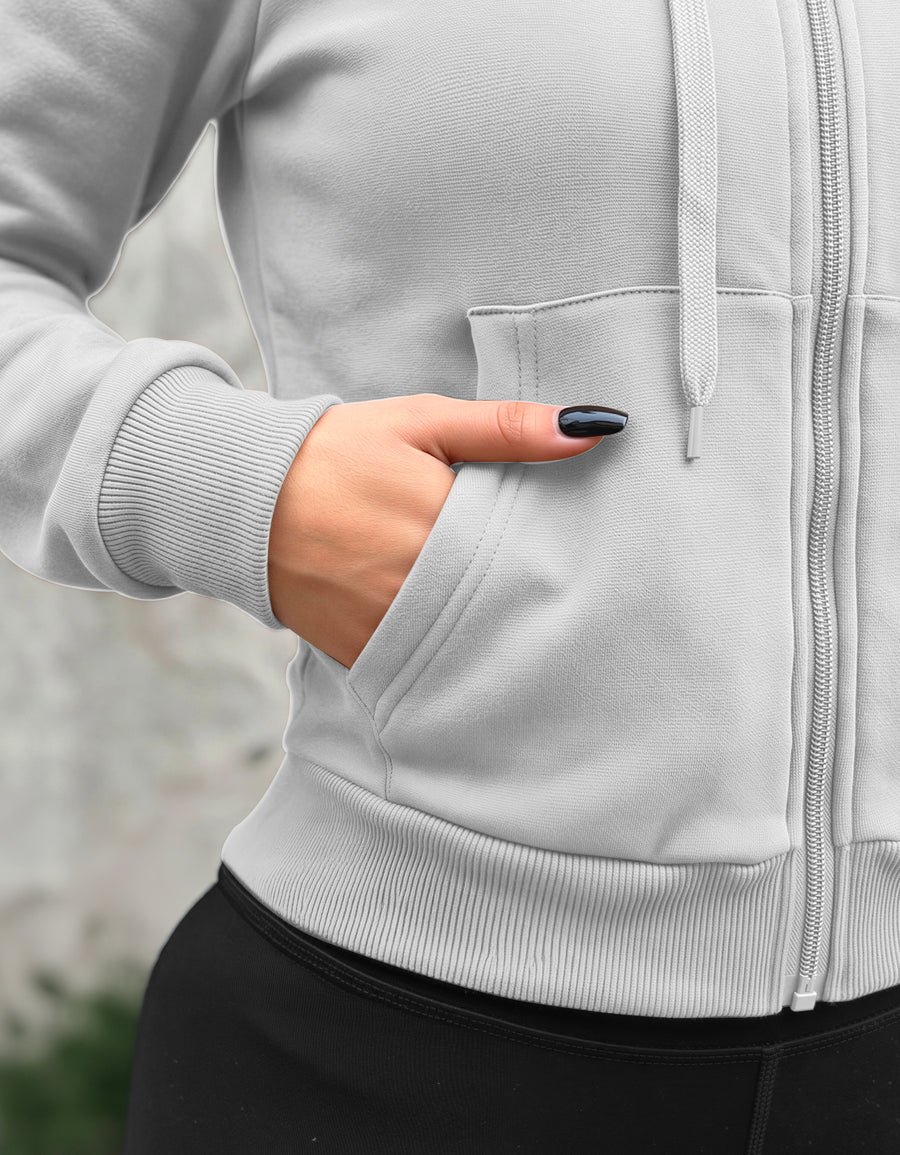 Sudadera Mujer Cuello Redondo Fleece color Gris Jaspe