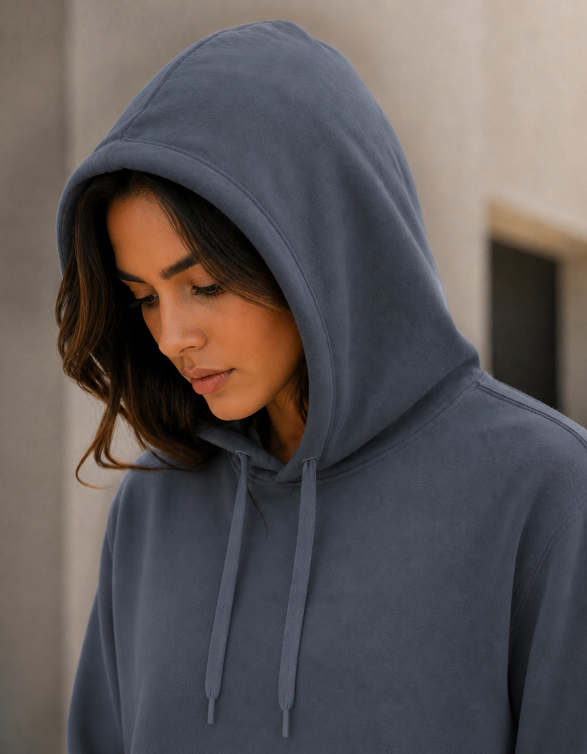 Sudadera Mujer Hoodie con Capucha Fleece · Bolsillo Canguro color Acero