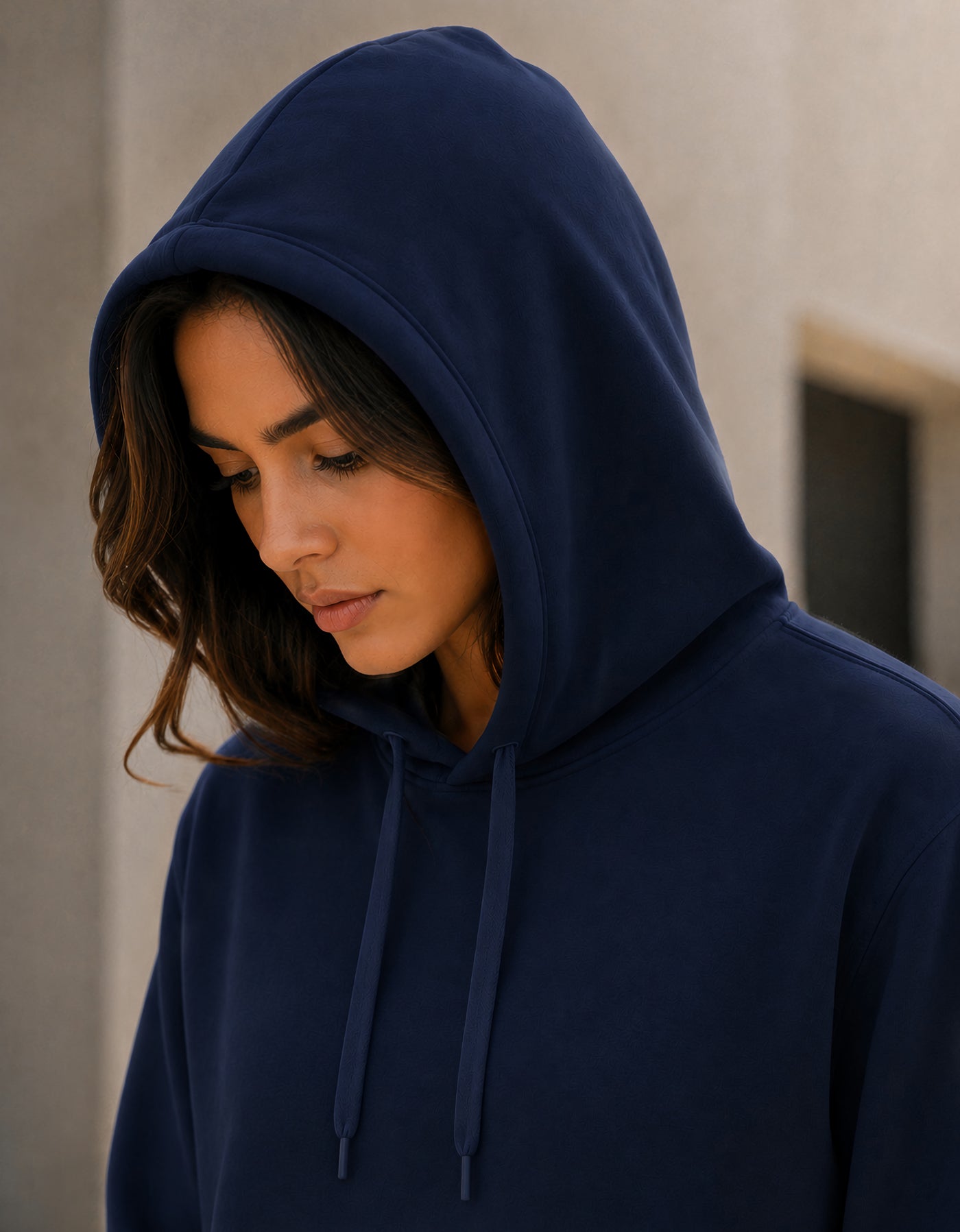 Sudadera Mujer Hoodie con Capucha Fleece · Bolsillo Canguro color Azul Marino