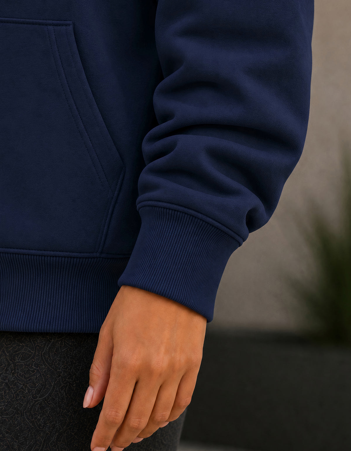 Sudadera Mujer Hoodie con Capucha Fleece · Bolsillo Canguro color Azul Marino