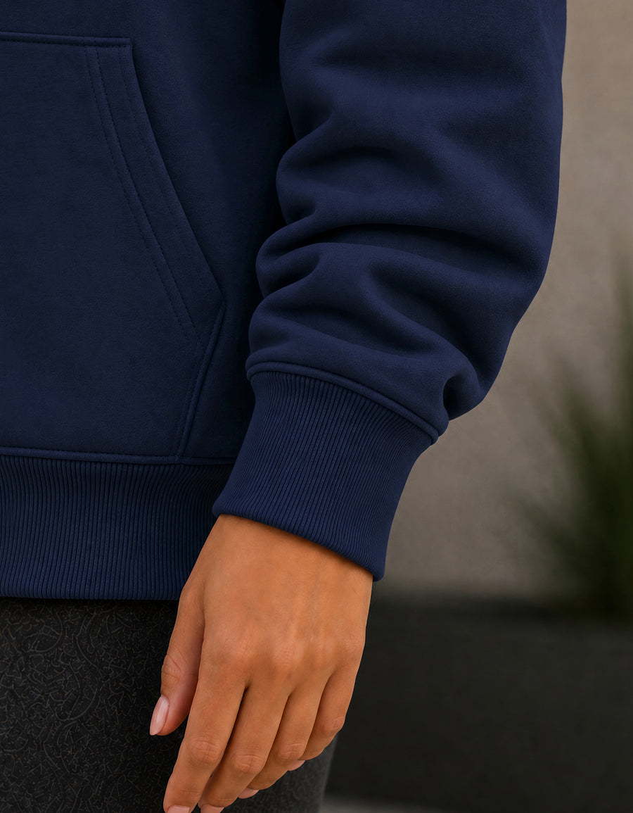 Sudadera Mujer Hoodie con Capucha Fleece · Bolsillo Canguro color Azul Marino