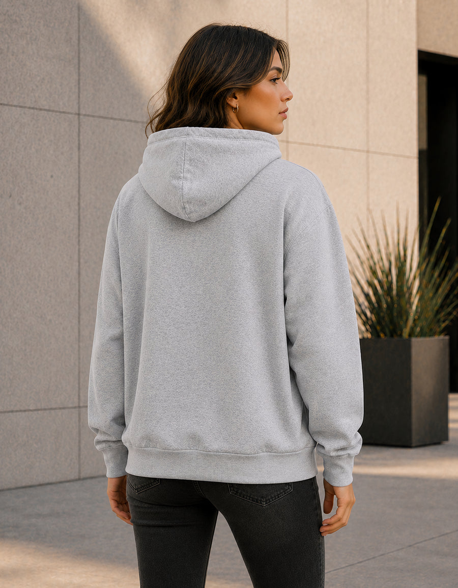 Sudadera Mujer Hoodie con Capucha Fleece · Bolsillo Canguro color Gris Jaspe
