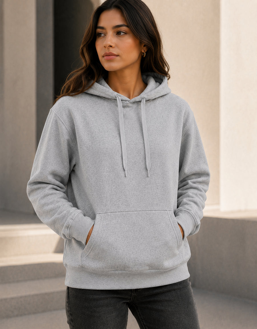 Sudadera Mujer Hoodie con Capucha Fleece · Bolsillo Canguro color Gris Jaspe