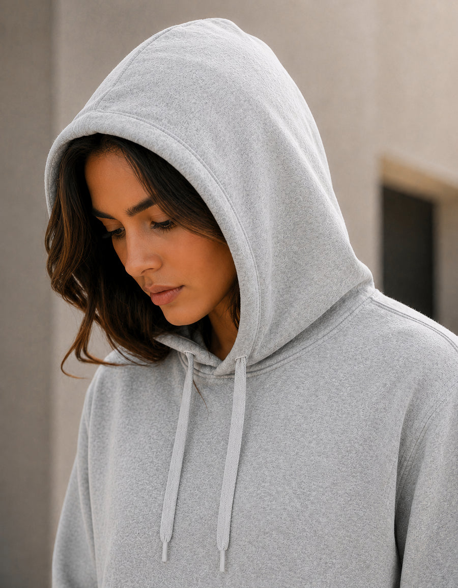 Sudadera Mujer Hoodie con Capucha Fleece · Bolsillo Canguro color Gris Jaspe