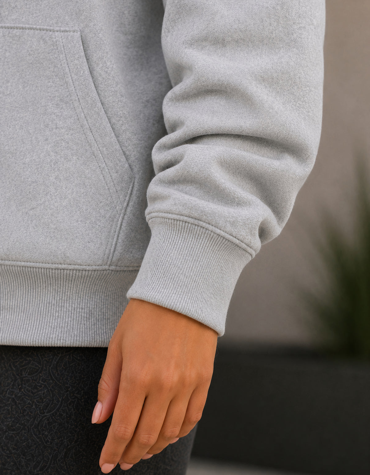 Sudadera Mujer Hoodie con Capucha Fleece · Bolsillo Canguro color Gris Jaspe
