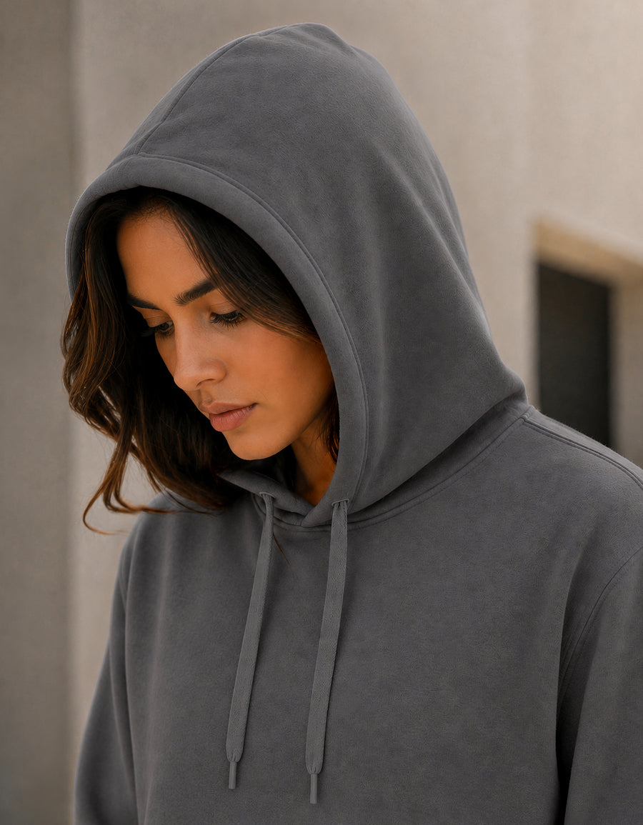 Sudadera Mujer Hoodie con Capucha Fleece · Bolsillo Canguro color Gris Oxford