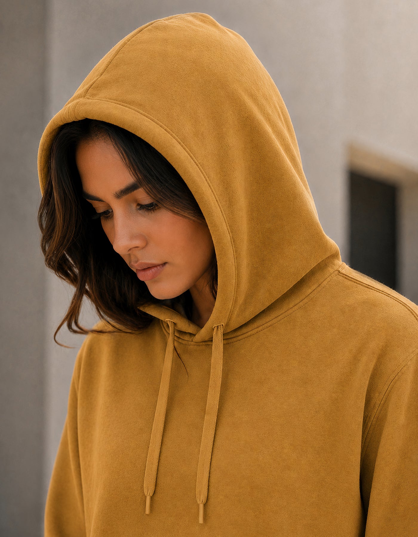 Sudadera Mujer Hoodie con Capucha Fleece · Bolsillo Canguro color Khaki