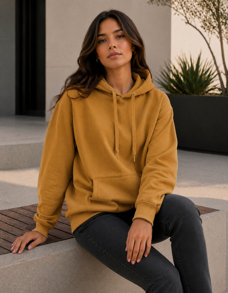 Sudadera Mujer Hoodie con Capucha Fleece · Bolsillo Canguro color Khaki