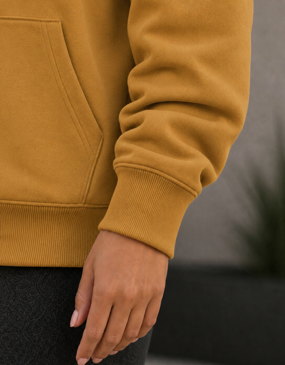 Sudadera Mujer Hoodie con Capucha Fleece · Bolsillo Canguro color Khaki