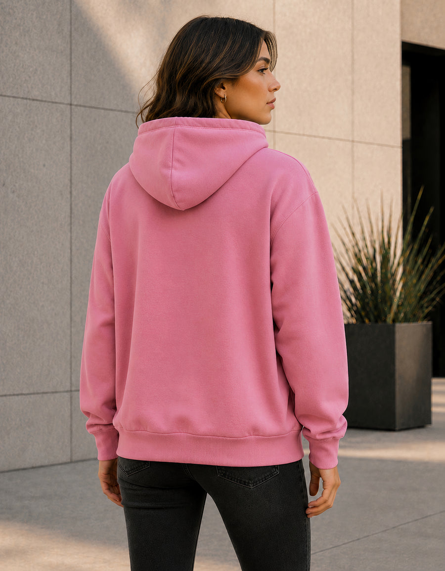 Sudadera Mujer Hoodie con Capucha Fleece · Bolsillo Canguro color Rosa