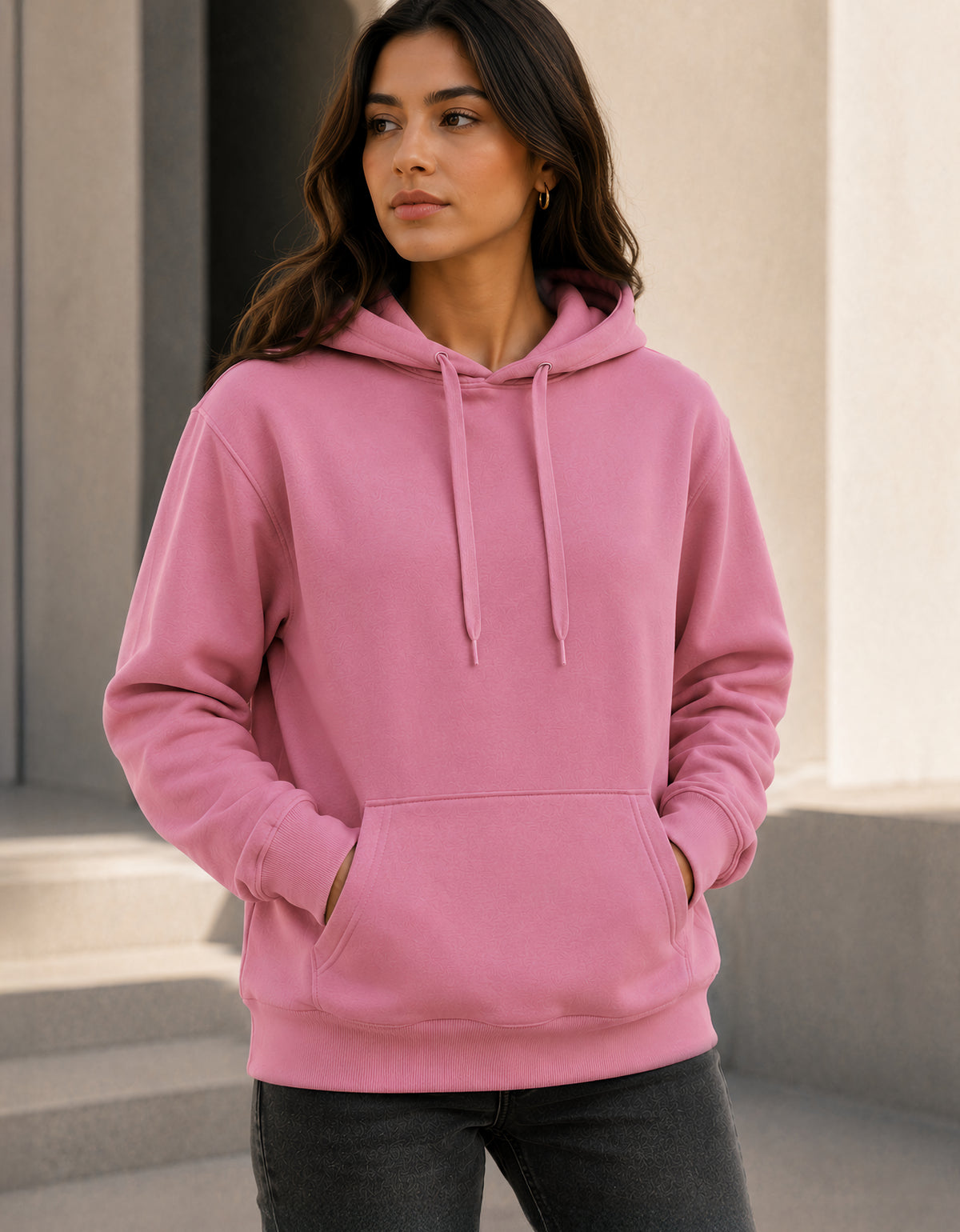 Sudadera Mujer Hoodie con Capucha Fleece · Bolsillo Canguro color Rosa