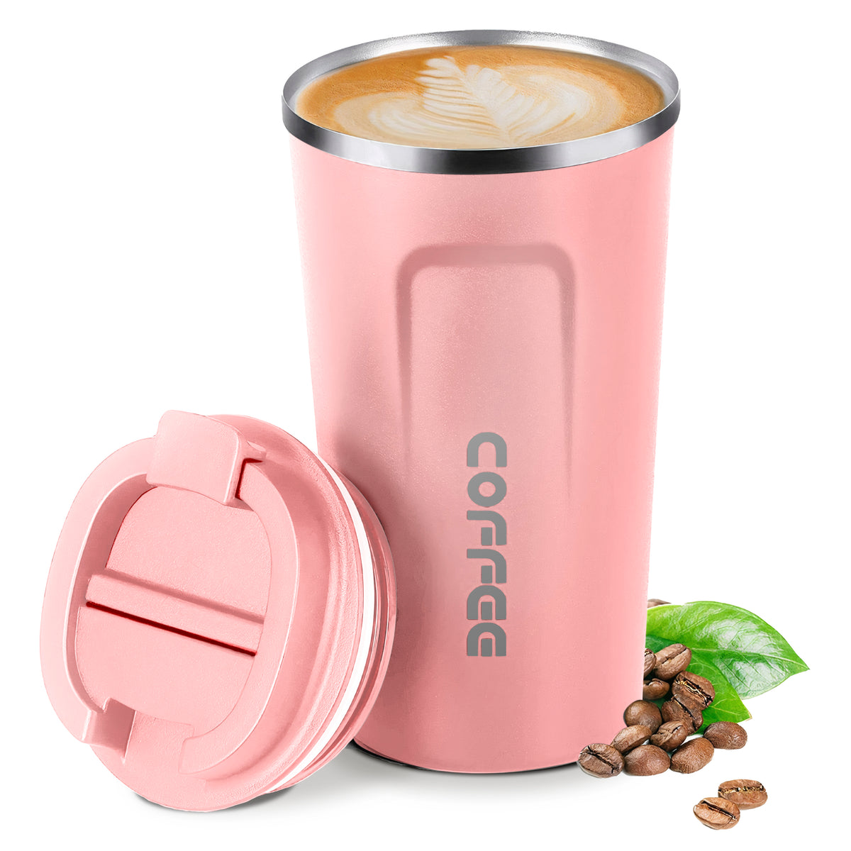 Taza Térmica para Café 510 ml con Tapa color Rosa