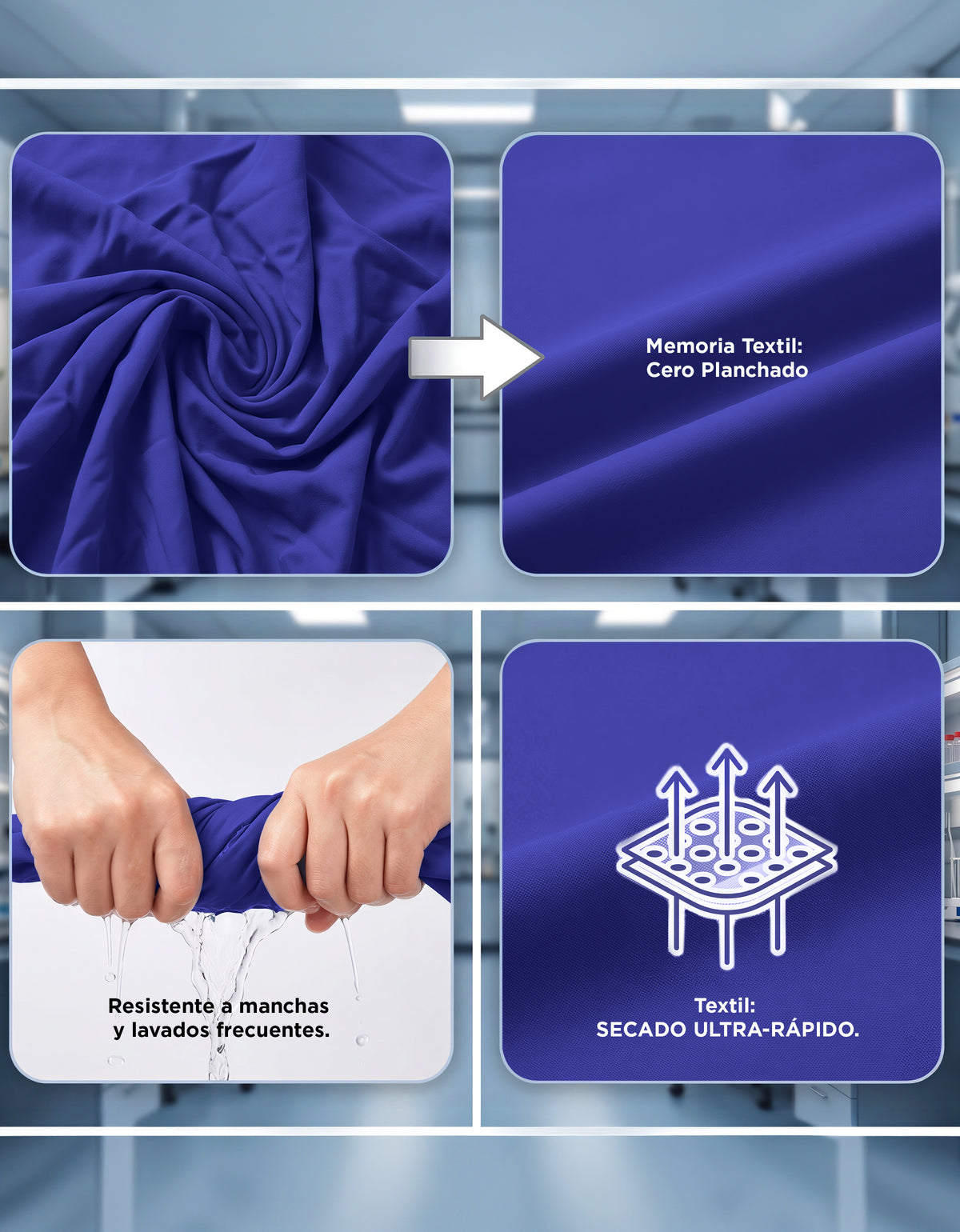 Uniforme Médico 2 Piezas Filipina y Pantalón · Unisex color Azul Rey